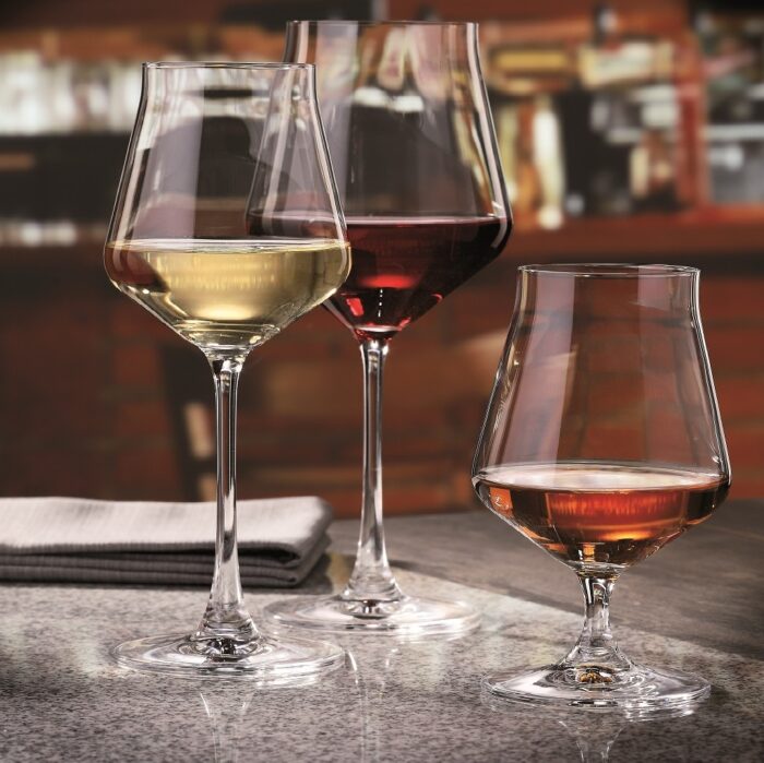 verre en cristal cognac et verre à vin - collection alca - maison cyna