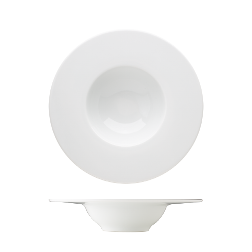 maison-cyna-porcelaine-assiette creuse 18 m -blanc - rebord large -ess1918