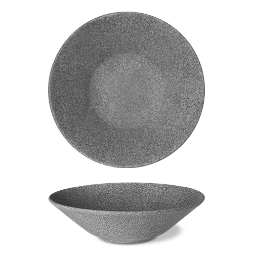 maison-cyna-porcelaine-assiette creuse 27cm -granit gris foncémat -g4q1927