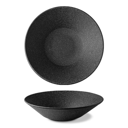 maison-cyna-porcelaine-assiette creuse 27cm -granit gris noir mat -g9q1927