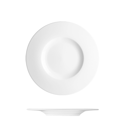 maison-cyna-porcelaine-assiette plate 22cm -blanc - rebord large -ess2122