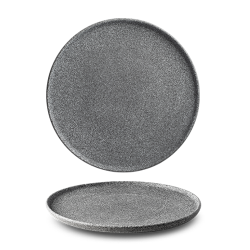 maison-cyna-porcelaine-assiette plate 24cm -granit gris foncé mat -g4q2124