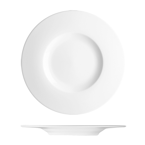 maison-cyna-porcelaine-assiette plate 29cm -blanc - rebord large -ess2129