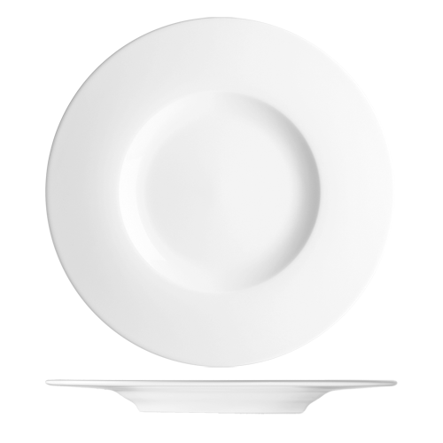 maison-cyna-porcelaine-assiette plate 33cm -blanc - rebord large -ess2133