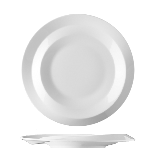 maison-cyna-porcelaine-collection nami -assiette plate 27cm -blanc - rebord asymetrique-nam2127